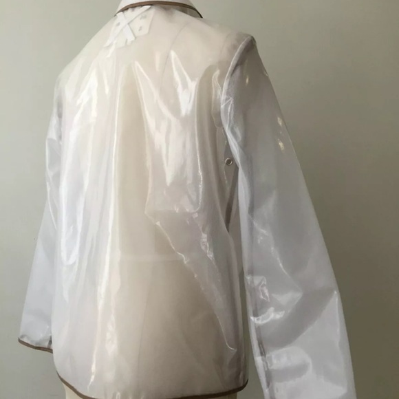 TRADEMARK RAINCOAT SHEER WHITE JACKET ZIP SIZE XS